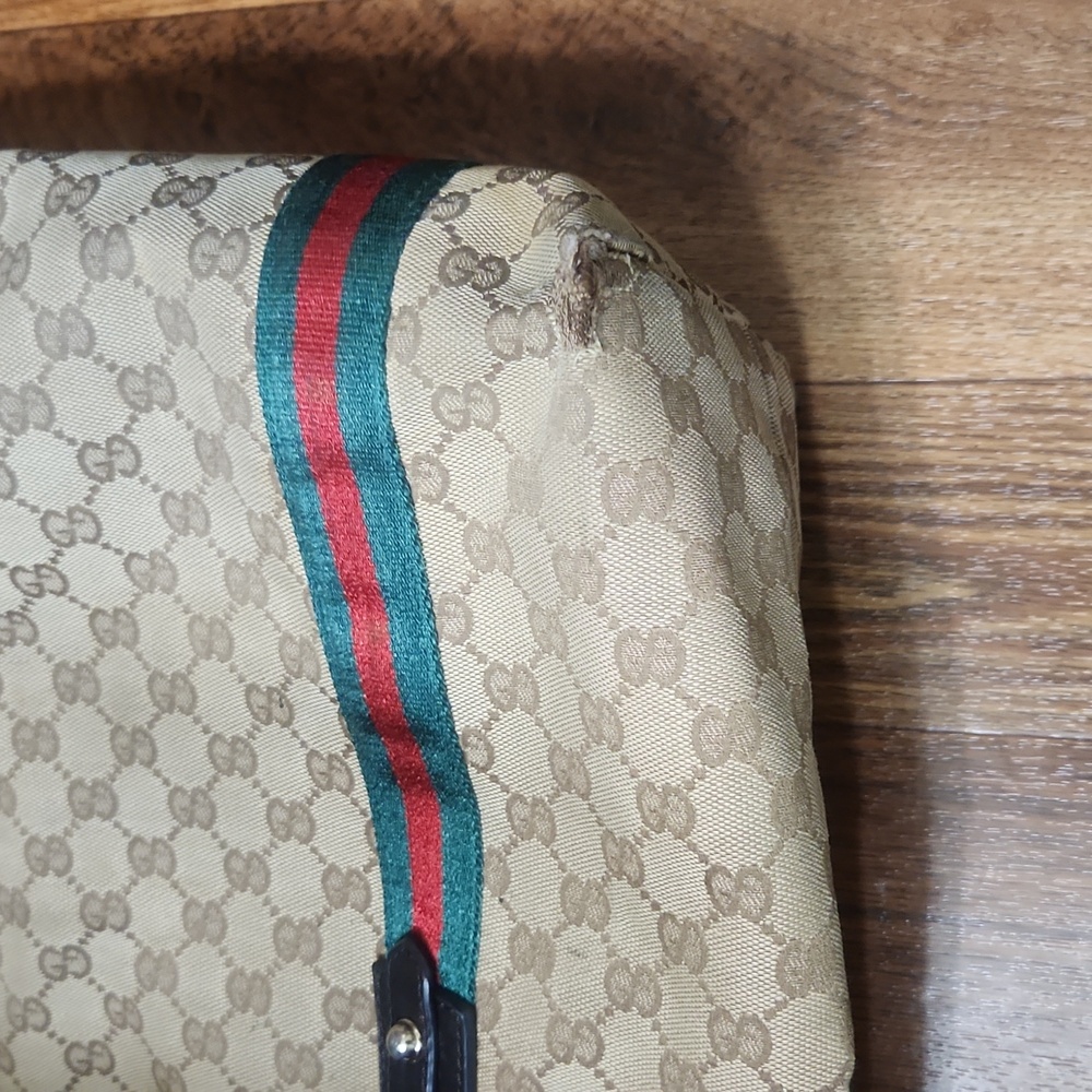 GUCCI Jolicoeur Tote From The Sherry Line With GG Signature Web Stripe Brown/Tan - Picture 16 of 16